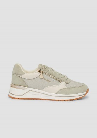 s.Oliver Sneaker im Fabricmix mit Reißverschluss-Detail - salbeigrün