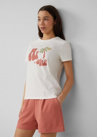 s.Oliver Baumwollshirt mit Frontprint - creme