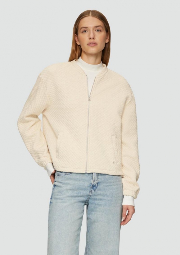 s.Oliver Jersey-Jacke mit Waffelstruktur - beige