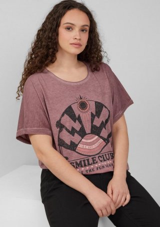 s.Oliver Gewaschenes T-Shirt mit Frontprint - lavendel