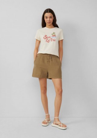 s.Oliver Shorts aus Musselin - sandstein