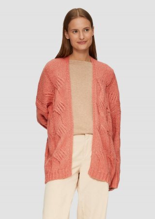 s.Oliver Strickjacke mit Zopfmuster im Relaxed Fit - papaya