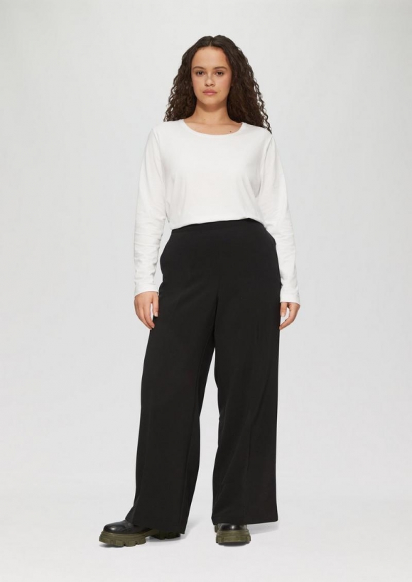 s.Oliver Wide-Leg-Hose mit elastischem Bund - schwarz