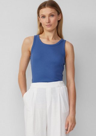 s.Oliver Weiches Slim-Fit-Top aus Rippware - royalblau