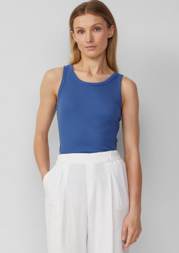 s.Oliver Weiches Slim-Fit-Top aus Rippware - royalblau
