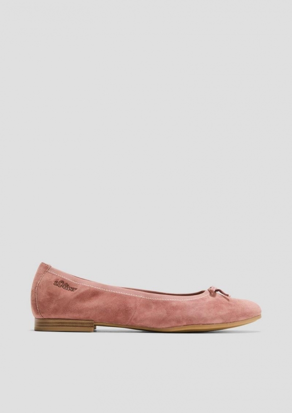 s.Oliver Klassische Leder-Ballerinas mit Schleifchen-Detail - altrosa