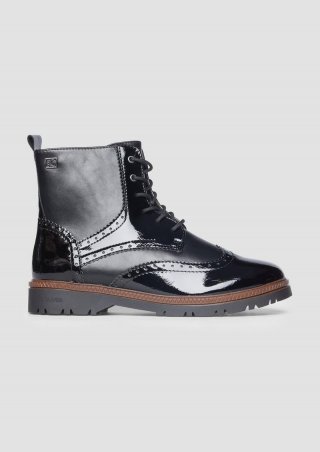 s.Oliver Stiefel mit Schnürung und Reißverschluss - schwarz