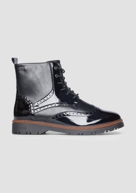 s.Oliver Stiefel mit Schnürung und Reißverschluss - schwarz