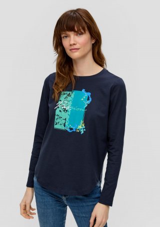 s.Oliver Longsleeve mit Frontprint - navy
