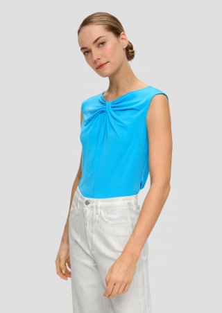 s.Oliver Ärmelloses Shirt mit frontseitigem Knotendetail - azurblau
