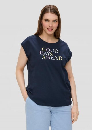 s.Oliver Relaxed-Fit-Shirt aus Baumwolle mit Frontprint - tiefblau