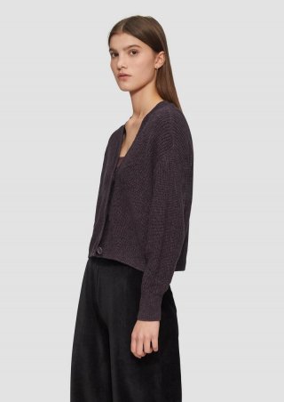 s.Oliver Kurze Strickjacke aus Baumwollmix mit Knöpfen - lila