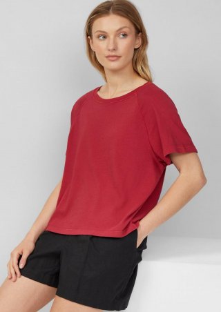 s.Oliver Baumwoll-T-Shirt im Relaxed Fit mit Raglanärmeln - mohnrot