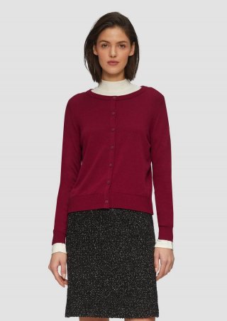 s.Oliver Rundhals-Strickjacke mit Knopfleiste - rubinrot