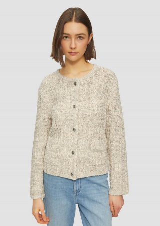s.Oliver Strukturierte Strickjacke in Melange-Optik - beige