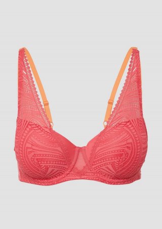 s.Oliver Schalen-BH mit Spitzen-Details - koralle