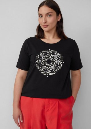 s.Oliver T-Shirt aus Baumwollstretch mit Print - schwarz