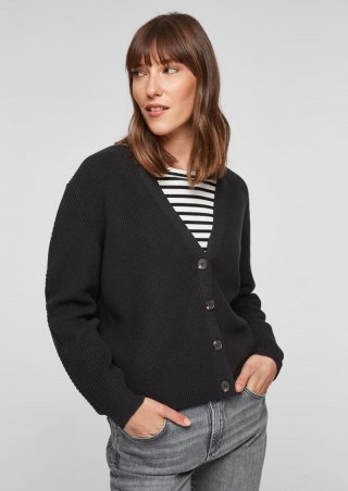 s.Oliver Cardigan aus Baumwollmix - schwarz