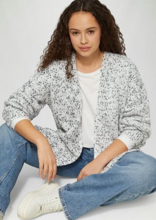 s.Oliver Melierter Cardigan mit weiten Ärmeln im Relaxed Fit - dunkelgrau