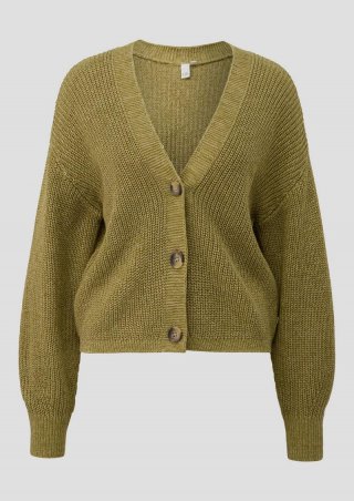 s.Oliver Melierte Strickjacke aus Baumwollmix - grün