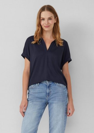 s.Oliver Fließendes Shirt mit Polokragen - navy