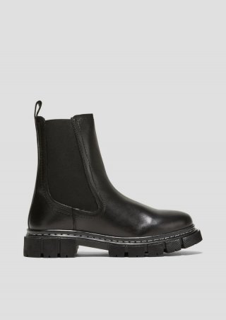 s.Oliver Chelsea Boots aus Leder - schwarz