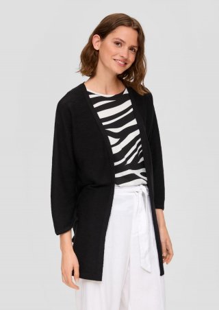 s.Oliver Lange Strickjacke aus Leinenmix - schwarz