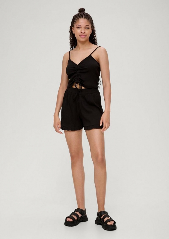 s.Oliver Regular: Shorts aus Rippware - schwarz