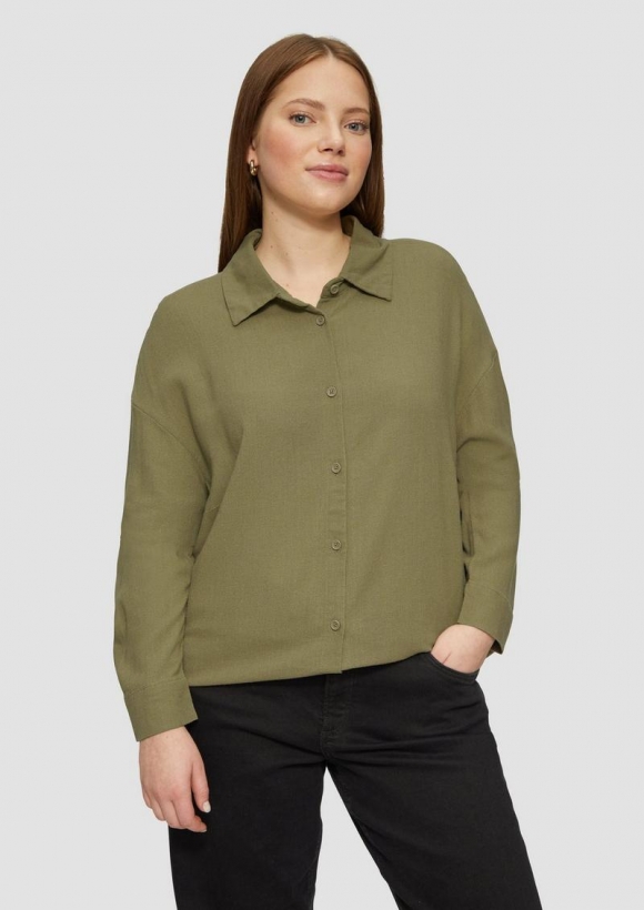 s.Oliver Longbluse aus Leinenmix - olivgrün