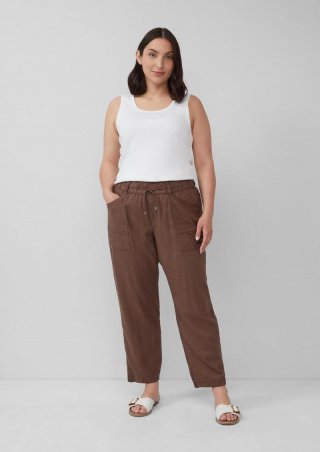 s.Oliver Leinenmix-Hose im Relaxed Fit mit Elastikbund - mokka