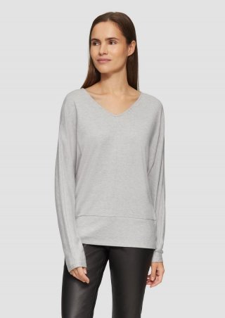 s.Oliver Langarmshirt mit Fledermausärmeln und breitem Bund - grau meliert