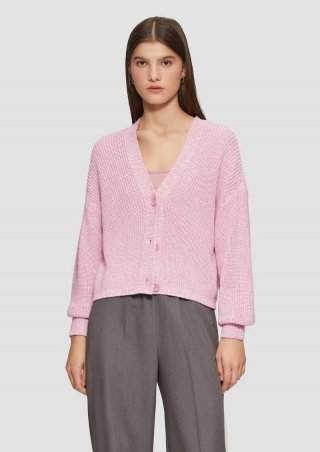 s.Oliver Kurze Strickjacke aus Baumwollmix mit Knöpfen - zartrosa