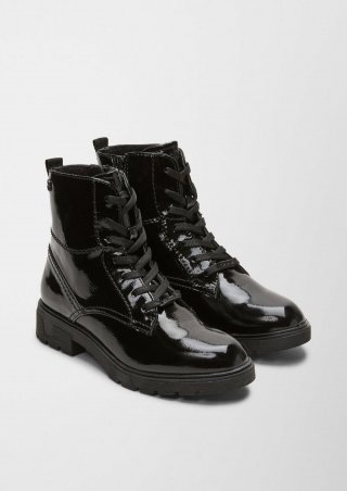 s.Oliver Schnürboots mit Reißverschluss - schwarz