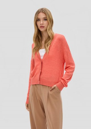s.Oliver Verkürzte Strickjacke mit Knöpfen - koralle