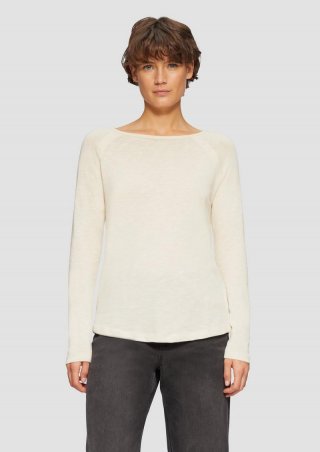s.Oliver Langarmshirt mit Raglanärmeln und Flammgarnstruktur - beige