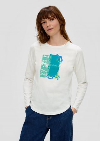 s.Oliver Longsleeve mit Frontprint - ecru
