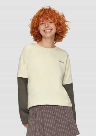 s.Oliver Two-Layer-Longsleeve mit Print - ecru