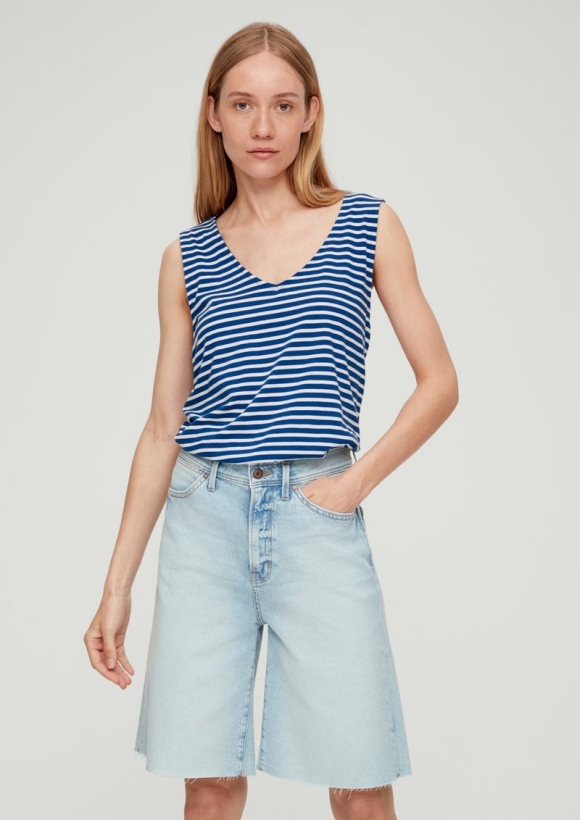 s.Oliver Ärmelloses Shirt aus Baumwolle - royalblau