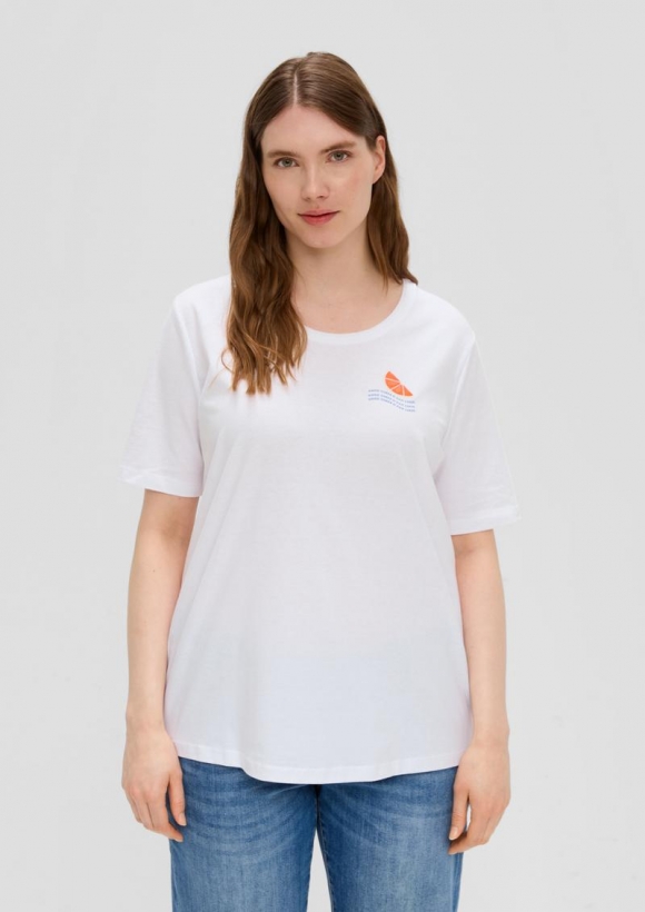 s.Oliver Jerseyshirt mit Printdetail - weiß
