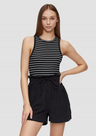 s.Oliver Verkürztes Ripp-Top im Slim Fit - schwarz