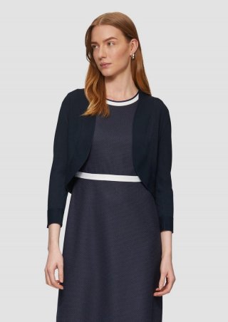 s.Oliver Offene Feinstrick-Jacke mit 3/4-Ärmeln - navy