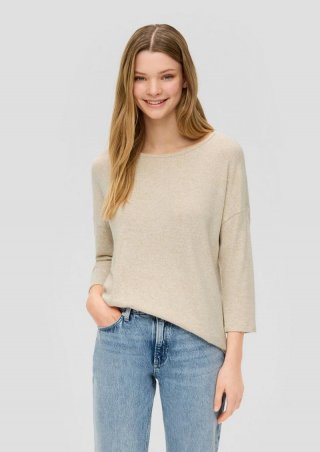 s.Oliver Weiches Shirt aus Viskosemix in Melange-Optik - beige
