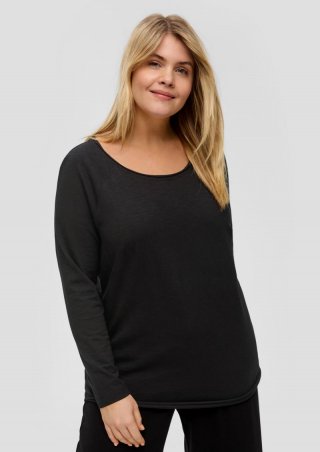 s.Oliver Longsleeve mit Flammgarn-Struktur - schwarz