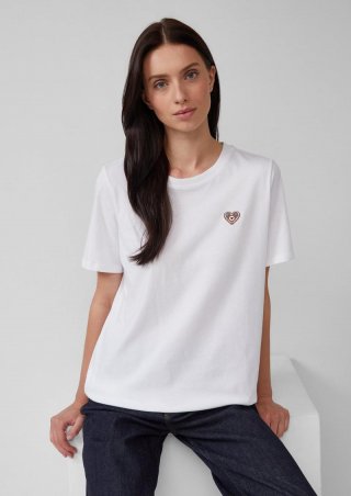 s.Oliver Baumwollshirt mit Stickerei | Volksfest - weiß