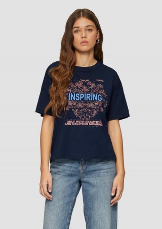 s.Oliver Loose Fit-Shirt mit platziertem Print - tiefblau