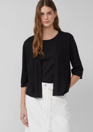 s.Oliver Feinstrickcardigan aus Baumwolle mit 3/4-Ärmeln - schwarz