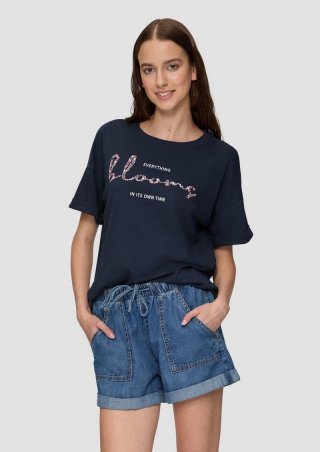 s.Oliver Oversized T-Shirt aus Jersey mit Frontprint - tiefblau