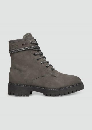 s.Oliver Schnür-Stiefel aus Kunstleder - grau