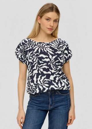 s.Oliver T-Shirt mit gerafften Ärmeln - navy