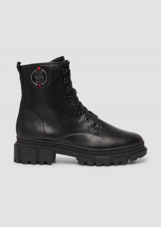 s.Oliver Schnür-Boots mit Profilsohle - schwarz